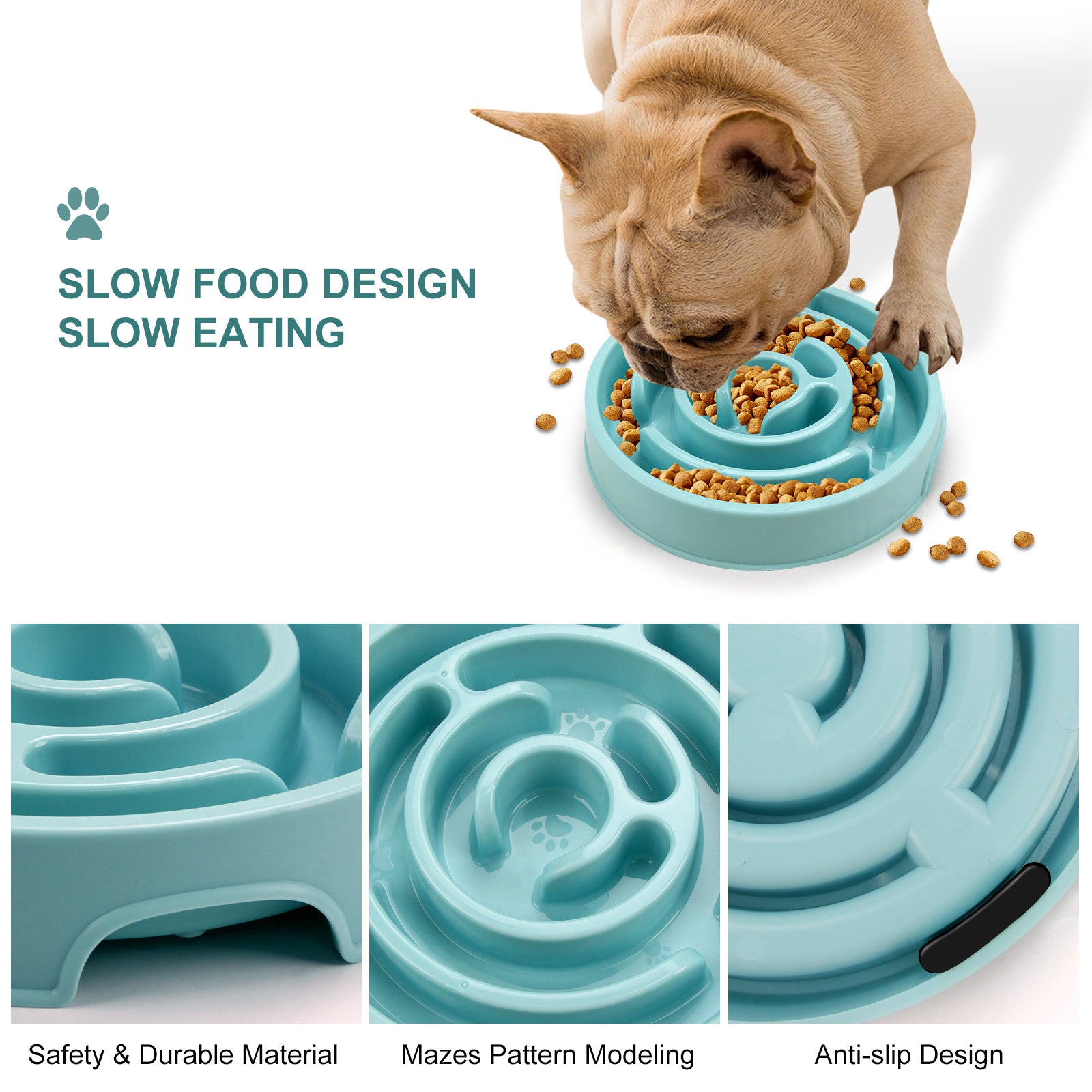 Silicone Slow Feeder Dog Bowl — Anti-Choking Puzzle Bowl for Healthy Eating