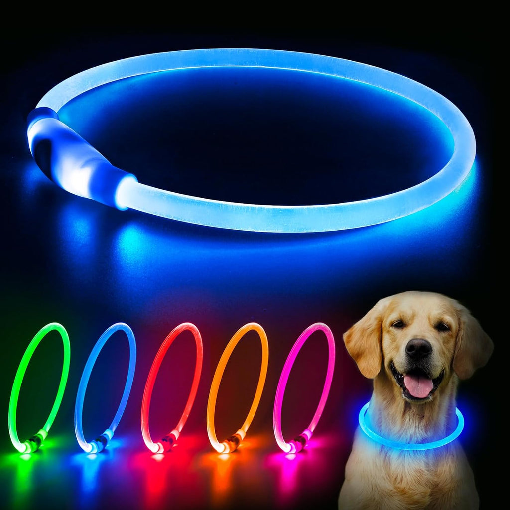 LED Dog Safety Collar — USB Rechargeable Glow-in-the-Dark Necklace