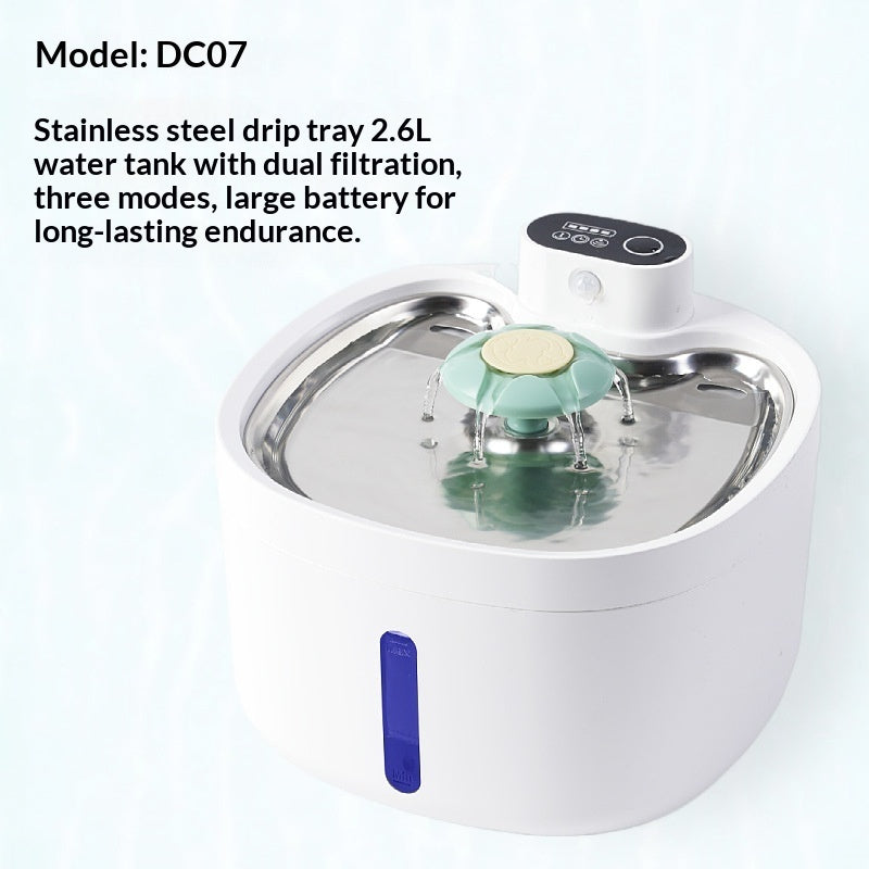 Smart Filtered Pet Water Fountain — Quiet Induction Charging Dispenser