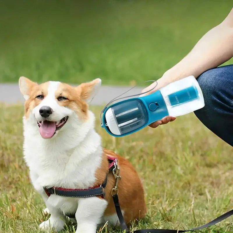 3-in-1 Portable Dog Water Bottle Food Container & Waste Bag Holder