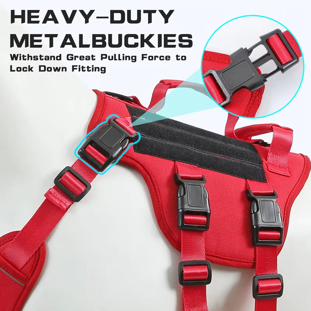 Tactical No-Pull Dog Harness With Dual Handles — Reflective, Large Dogs