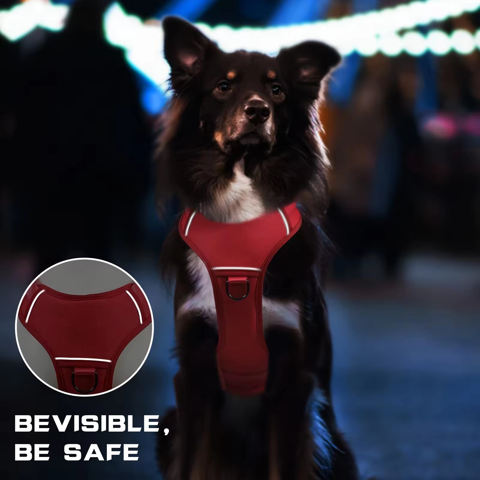 Tactical No-Pull Dog Harness With Dual Handles — Reflective, Large Dogs