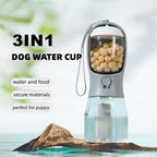 3-in-1 Portable Dog Water Bottle Food Container & Waste Bag Holder