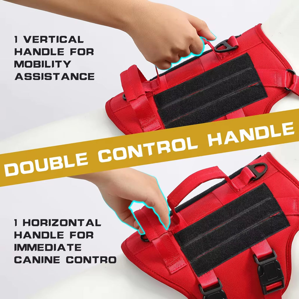 Tactical No-Pull Dog Harness With Dual Handles — Reflective, Large Dogs