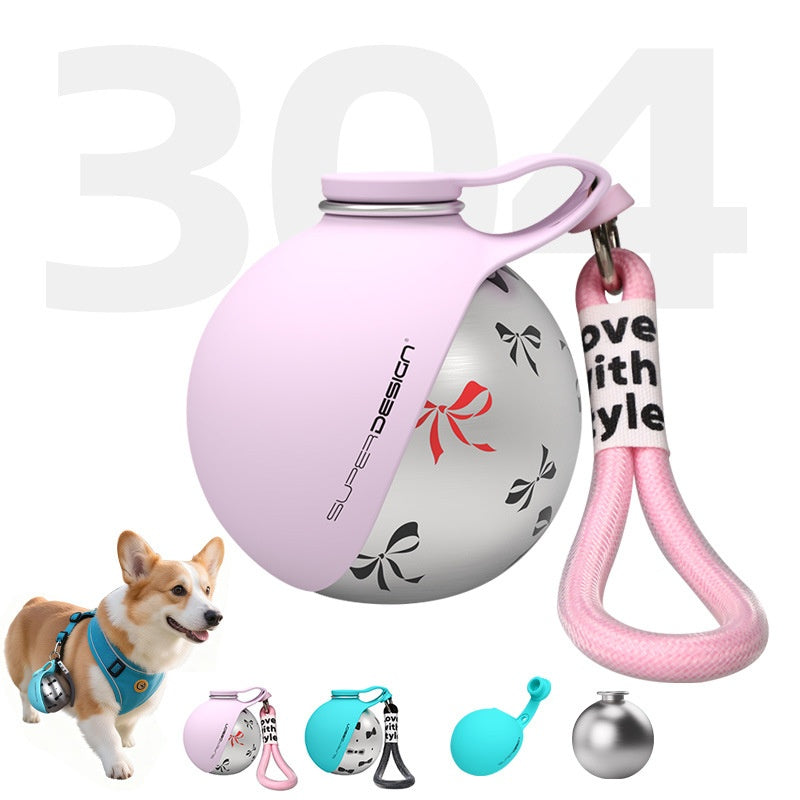 Portable Dog Water Bottle & Travel Bowl — Stainless Steel On-the-Go Dispenser